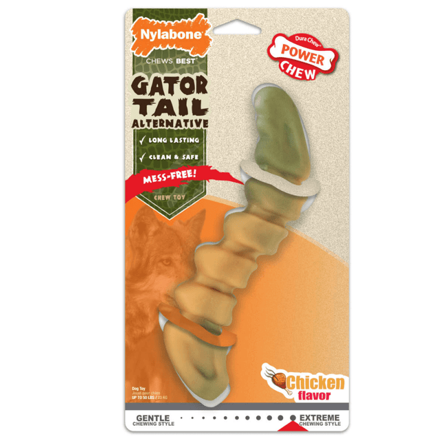 Nylabone Power Chew Gator Alternative Toy For Dogs (Green, Beige)