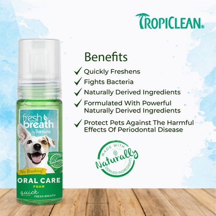Tropiclean Fresh Breath Oral Care Foam For Dogs