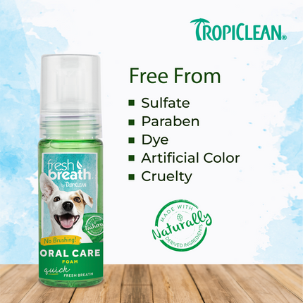 Tropiclean Fresh Breath Oral Care Foam For Dogs
