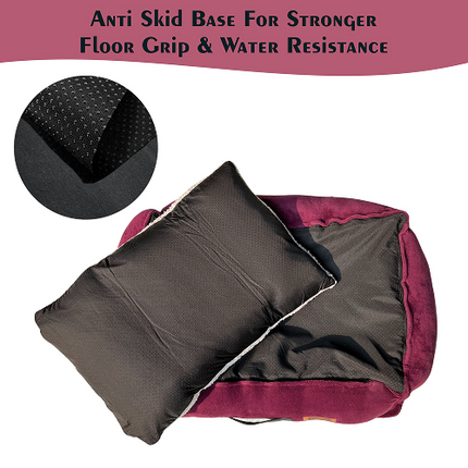 Petter World Ultra Luxury Micro Lounger Bed With Removable Sherpa for Dogs (Mulled Wine)