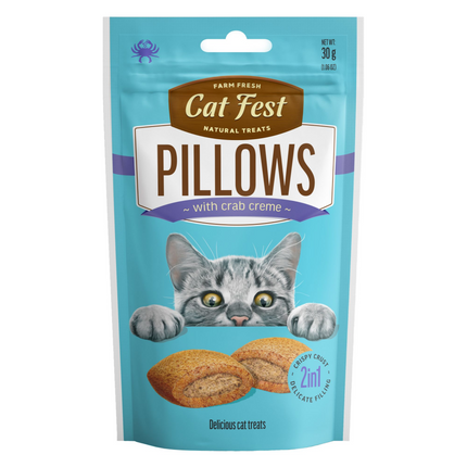 Catfest Pillows with Crab and Chicken Cream Cat Treats Combo