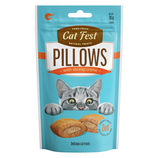 Catfest Pillows with Shrimp Cream Cat Treats