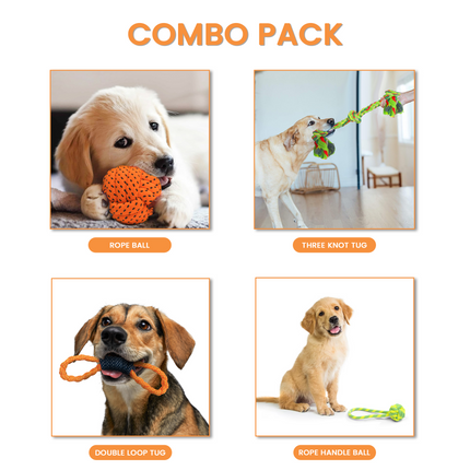 Kibbo Non Toxic and Durable Rope Chew Toy for Dogs and Cats (Pack of 4)