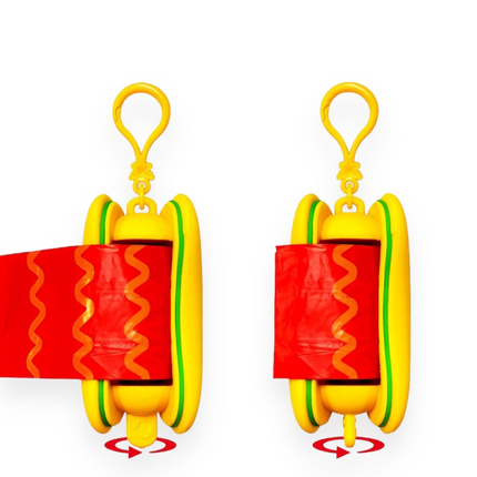 Talking Dog Club Hot Dog Poop Bag Dispenser for Dogs (Yellow/Red)