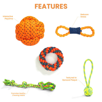 Kibbo Non Toxic and Durable Rope Chew Toy for Dogs and Cats (Pack of 5)