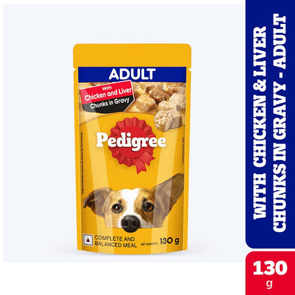 Pedigree Chicken and Liver Chunks in Gravy Adult Dog Wet Food (130g)