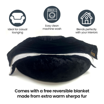 Petter World Anxiety Relieving Donut Bed for Dogs and Cats (Charcoal)