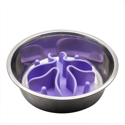 Talking Dog Club Slow Feeder Bowl Attachment for Dogs and Cats (Purple)