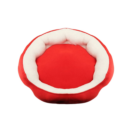 Hiputee Soft Dual Fabric Reversible Washable Bed with Cover for Dogs and Cats(White Sherpa Red Fleece)