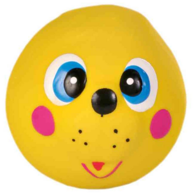 Trixie Animal Faces Latex Ball Toy for Dogs (Yellow)