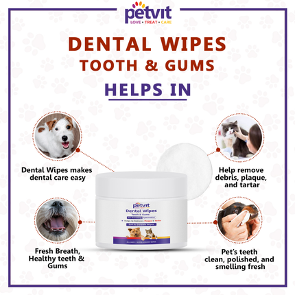 Petvit Dental Wipes for Dogs and Cats