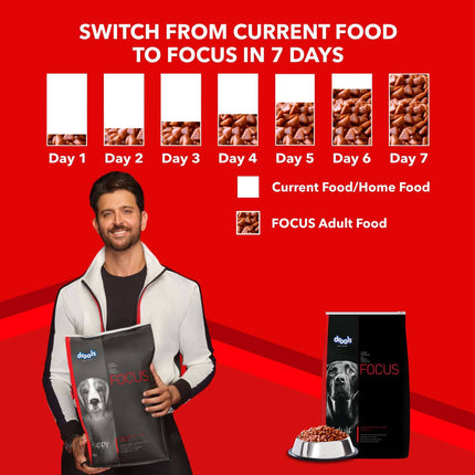 Drools Focus Super Premium Adult Dry Dog Food and Real Chicken & Chicken Liver Chunks in Gravy Adult Dog Wet Food Combo