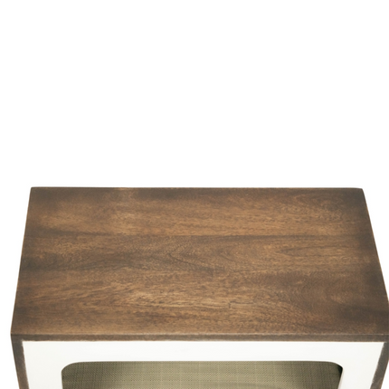 FurryLiving Telly Side Table with Cushion for Small Dogs and Cats (Dark Brown/Cream Cushion)