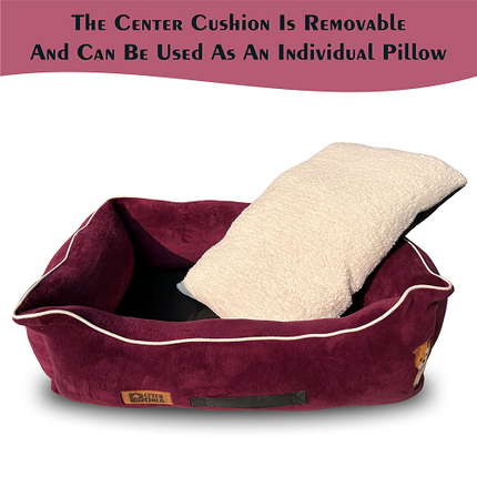 Petter World Ultra Luxury Micro Lounger Bed With Removable Sherpa for Dogs (Mulled Wine)