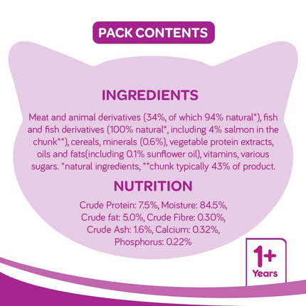 Whiskas Salmon in Gravy Meal and Tuna in Jelly Meal Adult Cat Wet Food Combo