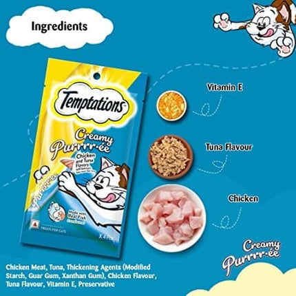 Temptations Purrrr ee Chicken & Tuna, Salmon & Cheese, Maguro & Scallop Cat Treats Combo