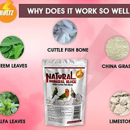 Boltz Natural Mineral Block with Cuttlefish Bone Chunks for Birds