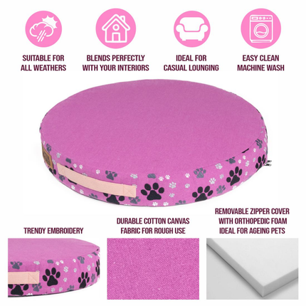 Petter World Orthopedic Round Flat Foam Mattress Bed with Thick & Durable Washable Cover (Crocus)