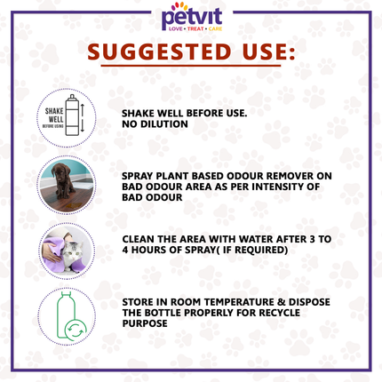 Petvit Odour Remover Spray for Dogs and Cats
