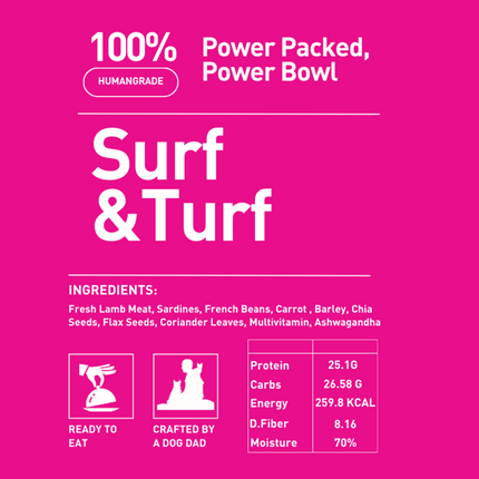Homiee & Ginger Power Bowl Surf & Turf Fresh Food for Dogs