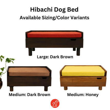 FurryLiving Hibachi Bed with Storage for Dogs (Dark Brown/Brown Cushion)