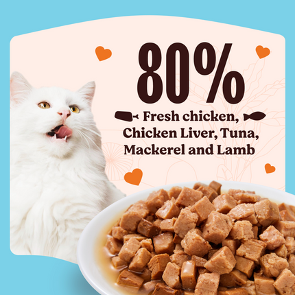Kennel Kitchen Fish Chunks in Gravy Kitten and Creameroo Chicken with Mackerel Creamy Cat Treats Combo