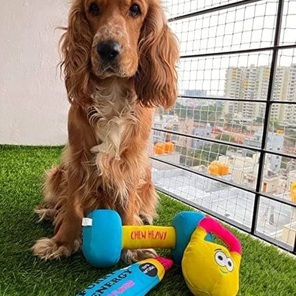 Goofy Tails Gym Series Kettlebell Plush Toy for Dogs | For Soft Chewers (Yellow)