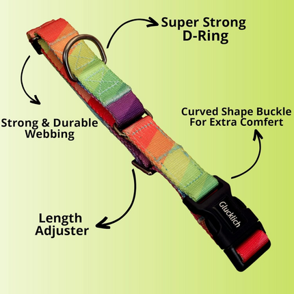 Glucklich Martingale Printed Adjustable Collar for Dogs (Rainbow)