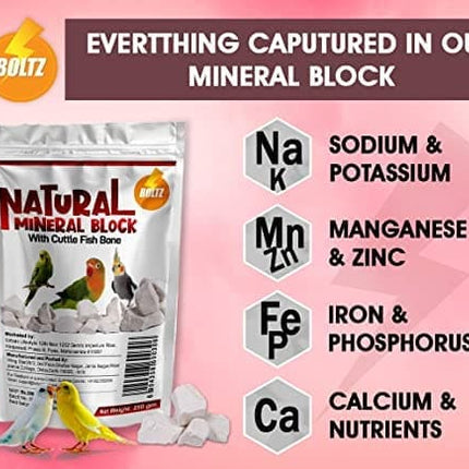 Boltz Natural Mineral Block with Cuttlefish Bone Chunks for Birds