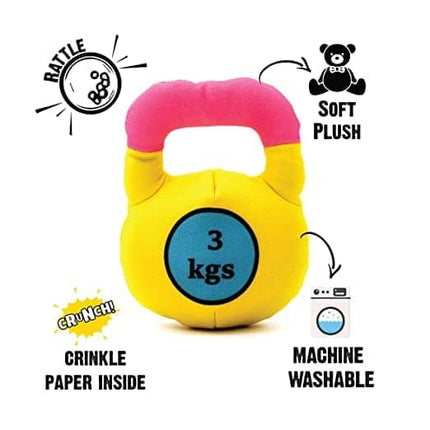 Goofy Tails Gym Series Kettlebell Plush Toy for Dogs | For Soft Chewers (Yellow)