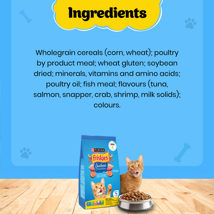 Friskies Seafood Cat Dry Food and Purina Felix Salmon with Jelly Adult Cat Wet Food Combo
