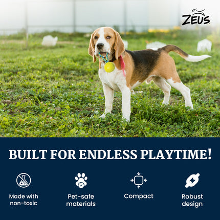 Zeus Rope Ball Tug with Single Hand Loops Toy for Dogs (Blue)