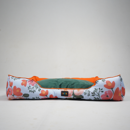 Skatrs Flower Meadow Bed for Dogs & Cats (Orange/Green)