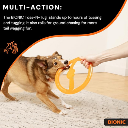 Bionic Toss N Tug Ring Toy for Dogs (Orange)