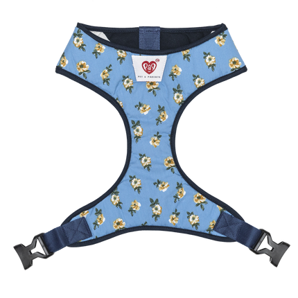 Pet And Parents Blue Flowers and Stripes Reversible Harness for Dogs