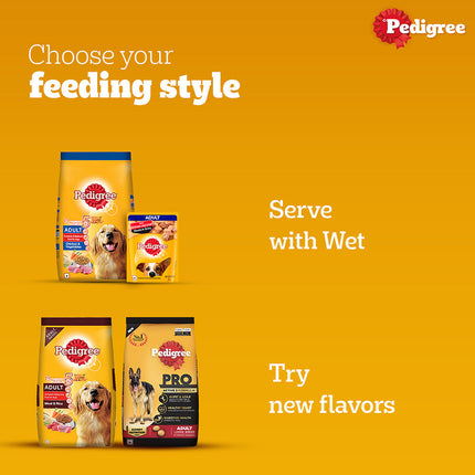 Pedigree Chicken and Vegetables and Chicken and Liver Chunks in Gravy Adult Dry and Wet Food Combo