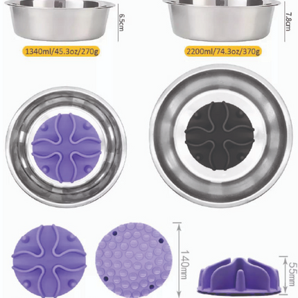 Talking Dog Club Slow Feeder Bowl Attachment for Dogs and Cats (Purple)