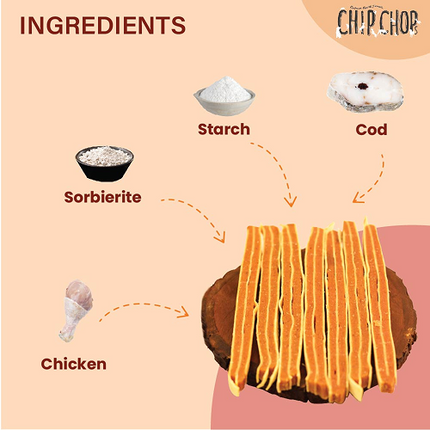 Chip Chops Chicken and Codfish Sandwich and Henlo Chicken Jerky Dog Treats Combo