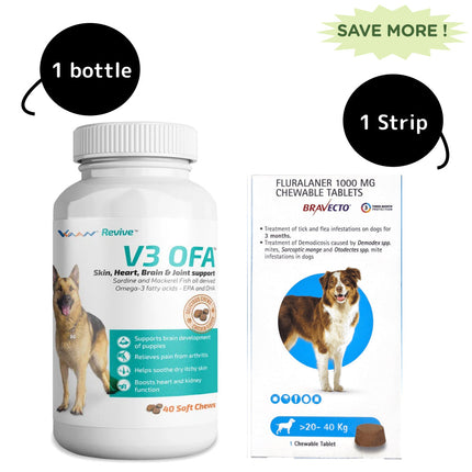 MSD Animal Health Bravecto (20-40kg) and Vvaan V3 OFA Tablet Combo