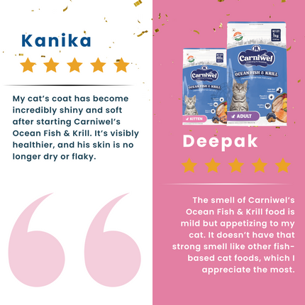 Carniwel Ocean Fish and Krill Dry Food and Whiskas Tuna in Jelly Kitten Cat Wet Food Combo
