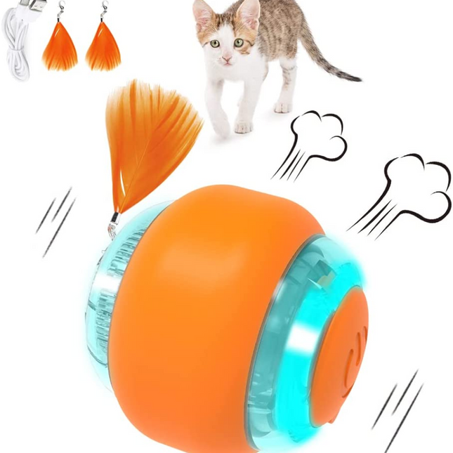 Goofy Tails Smart Interactive Ball Toy for Cats (Orange)