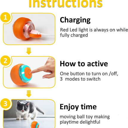 Goofy Tails Smart Interactive Ball Toy for Cats (Orange)