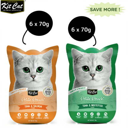Kit Cat Tuna and Salmon Fish and Tuna and White Fish Cat Wet Food Combo