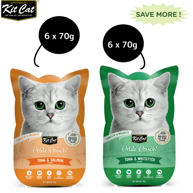 Kit Cat Tuna and Salmon Fish and Tuna and White Fish Cat Wet Food Combo