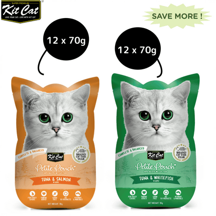 Kit Cat Tuna and Salmon Fish and Tuna and White Fish Cat Wet Food Combo