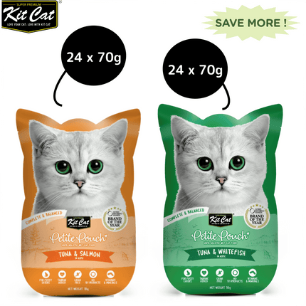 Kit Cat Tuna and Salmon Fish and Tuna and White Fish Cat Wet Food Combo