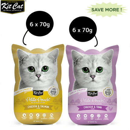 Kit Cat Chicken and Tuna and Chicken and Salmon Cat Wet Food Combo