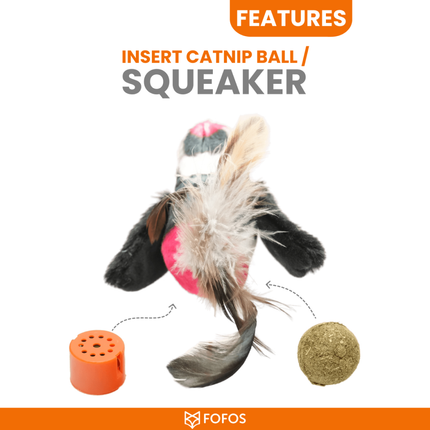 Fofos Black Bird with Catnip Balls Interactive Toy for Cats (Black)