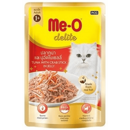 Me O Delite Tuna with Crab Sticks in Jelly and Purina Felix Salmon with Jelly Adult Cat Wet Food Combo (12+12)