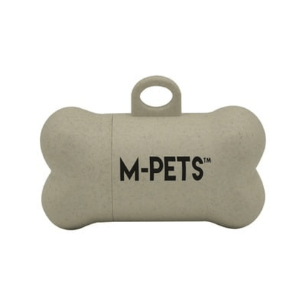 M Pets Poo Bamboo Waste Bag Dispenser with Natural Vegetable Base Waste Bags (Beige)
